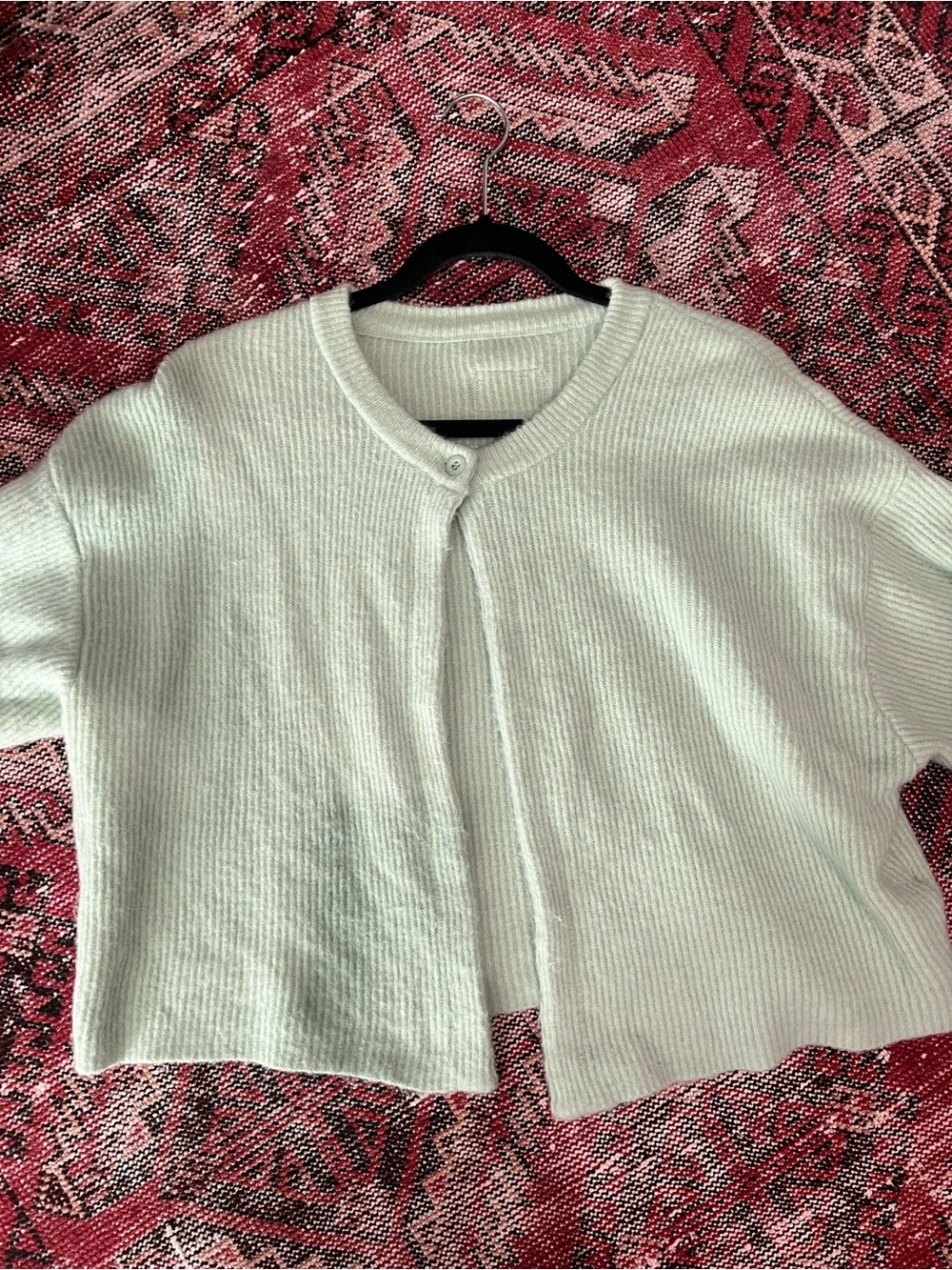 Daily Drills Mint Cropped Crewneck Cardigan